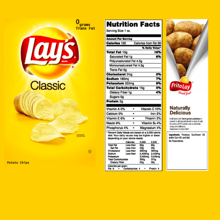 Lay's original potato chips nutrition facts