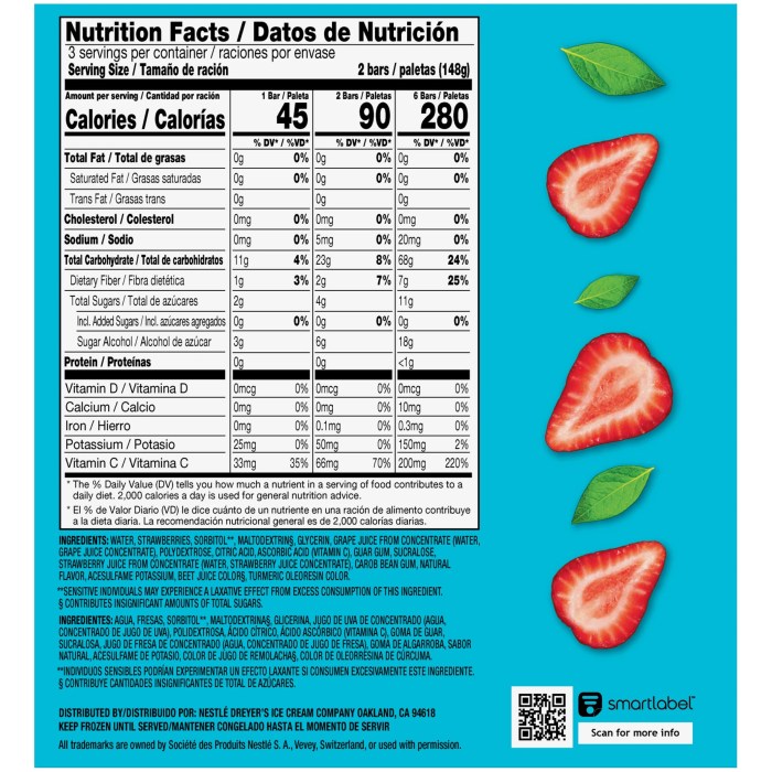 Outshine no sugar added nutrition facts