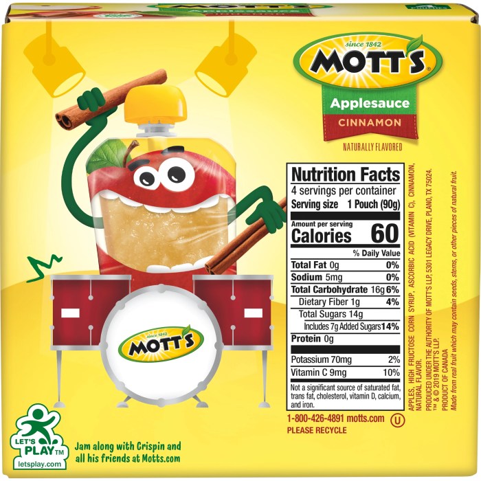 Mott's cinnamon applesauce cups nutrition facts